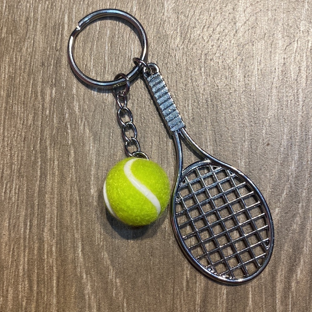 Tennis Racket & Ball Keychain Sports Keyring - Picture 2 of 5